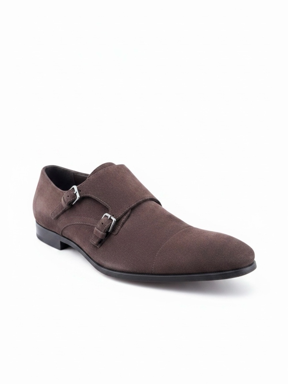 Prada Brown Suede Double Monk Strap Shoes size 9